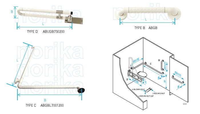 Antibacterial S/Steel Handicapped Grab Bar